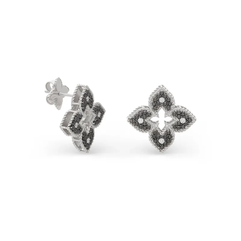 VENETIAN PRINCESS EARRINGS WITH BLACK AND WHITE DIAMONDS