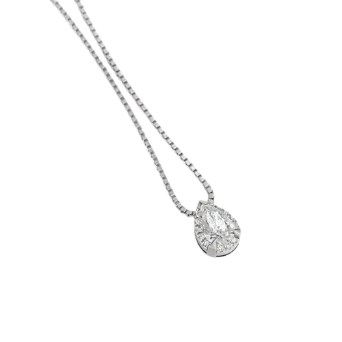 IOLUCE vėrinys iš balto aukso su kriaušės formos deimantu